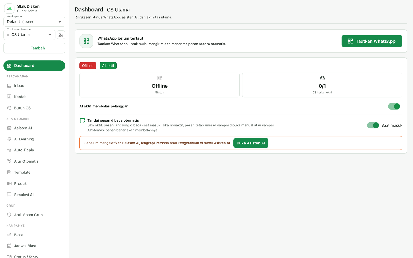 Dashboard SlaluDiskon — tampilan asli aplikasi